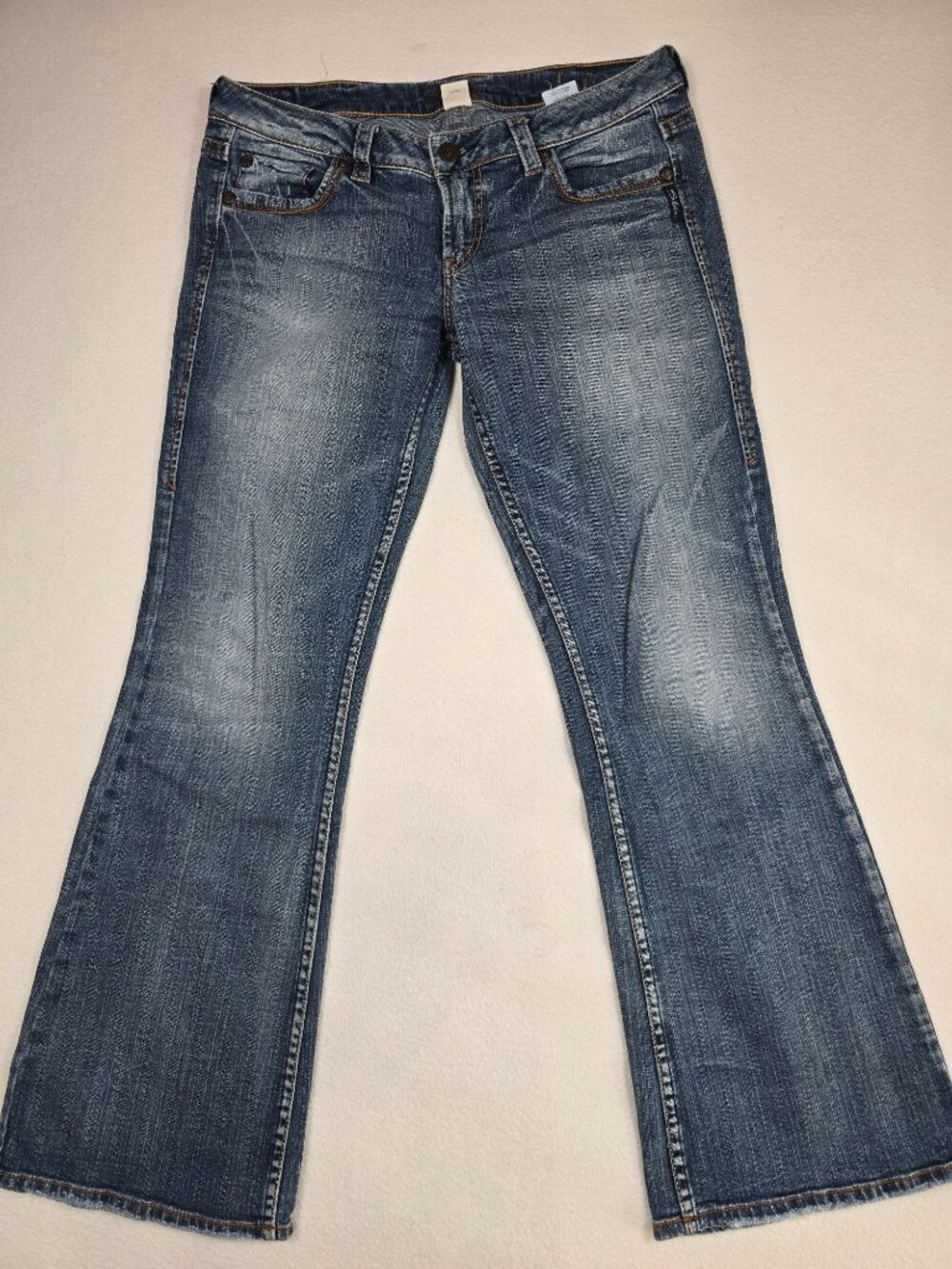 Silver Womens 31x31 Jeans Lola Bootcut Jeans Blue Denim Embroidered Pockets